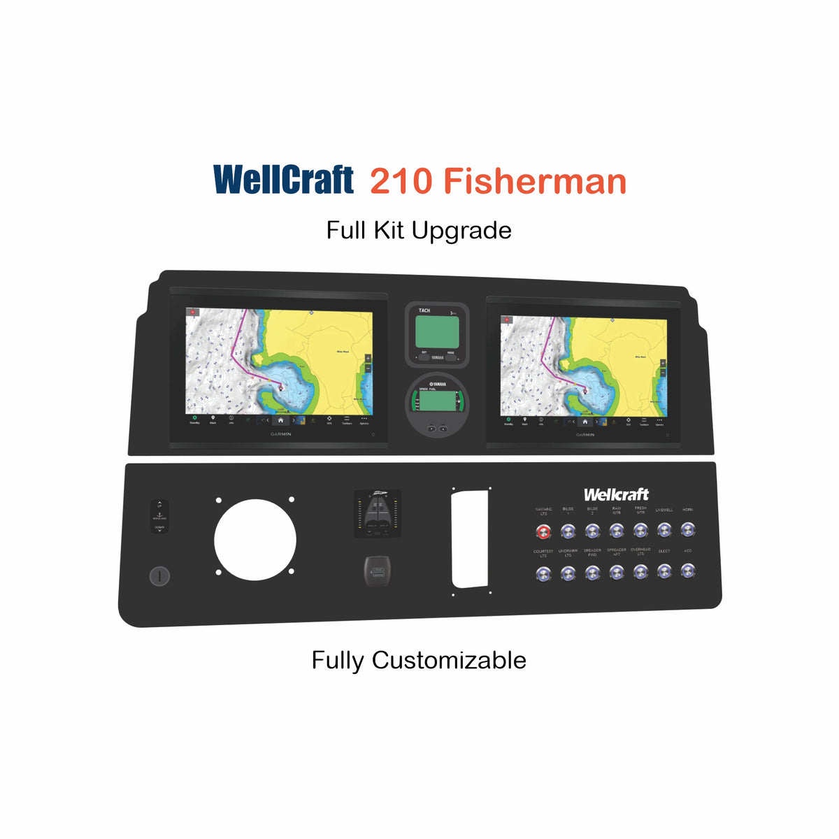 WellCraft 210 Fisherman Full Kit Replacement with custom etching