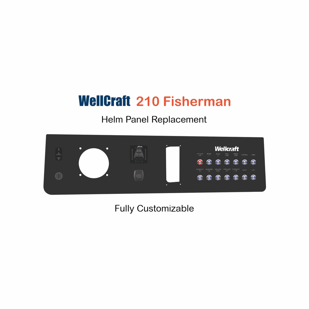 WellCraft 210 Fisherman Helm Panel Replacement with custom etching