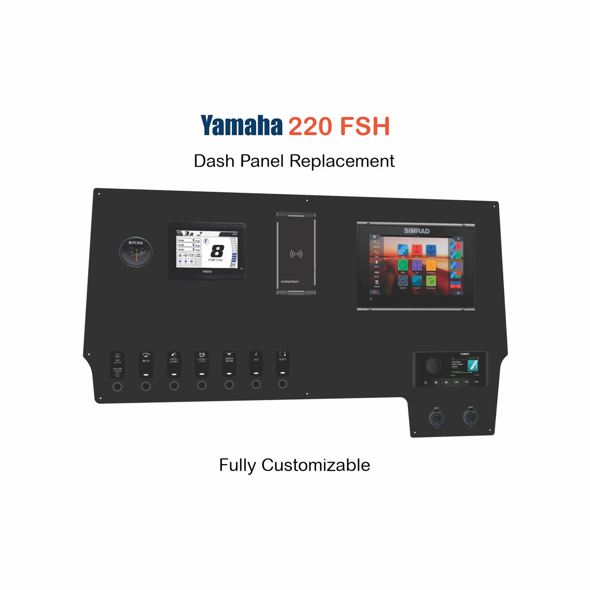 Yamaha 220 FSH Dash Panel  Replacement with custom etching 