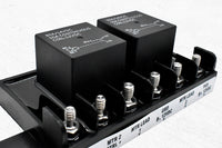 Bluewater forward/reverse relay module rear terminal close-up showing screw posts, labels