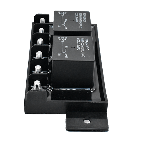 Bluewater forward and reverse relay module side view showing screw terminals and mounting tab